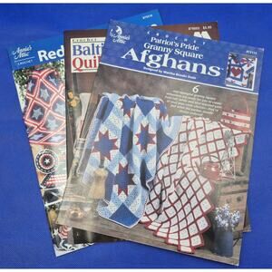 Vintage Annies Attic PATRIOTIC Crochet Booklets Lot of 3